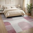 thumbnail image 3 of ODIKA 8'x10' Washable Area Rug Pink Abstract Interlocking Shapes Minimalist Watercolor Brushstroke for Dining Room, Large Office, Lounge, Non-Slip Chair-Friendly Mat, 3 of 7