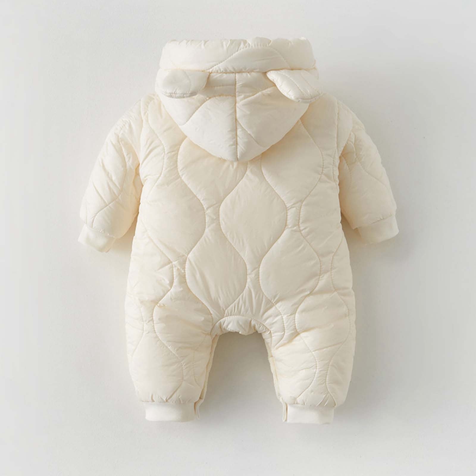 Kids Jacket,Baby Snowsuit Winter Jumpsuit for Boys Girls Hooded Jacket Coat One-Piece Outerwear for Snow Play,Girls Jacket,White,12-24 Months