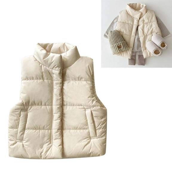 Little Boys Girls Puffer Vest Boys Vest Stand Collar Lightweight Zip Up Cute Jacket Sleeveless Baby Boy Jacket 6-12 Months