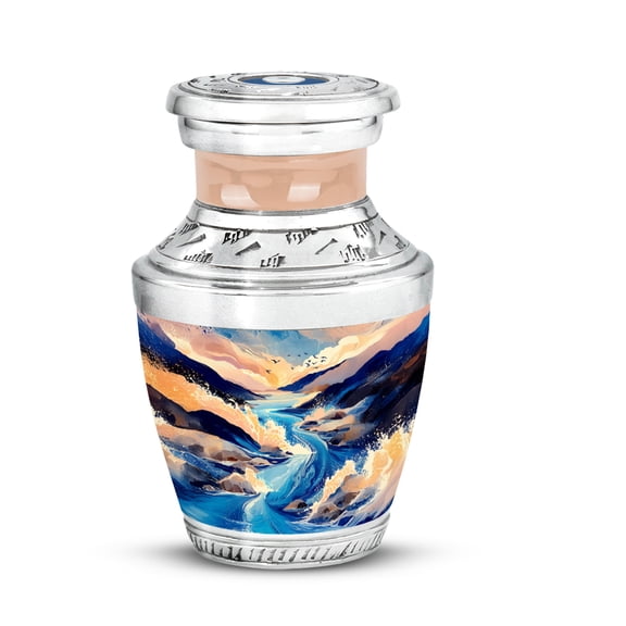 SABURIAL Blue Memorial Urn for Adult Male & Female - Keepsake for Ashes - 3 Inch - Pack of 1 - Funeral Keepsakes for Ashes - Decorative Urn for Adult Mom & Dad - Human Remain Urn