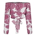 thumbnail image 4 of DPTALR Woman's Strapless Long Sleeve Print Off Shoulder Ruched Lantern Sleeve Crop Tops, 4 of 9