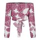 thumbnail image 4 of ICHUANYI Clearance Woman's Strapless Long Sleeve Print Off Shoulder Ruched Lantern Sleeve Crop Tops(Hot Pink, L) ICHUANYI WER2023081002205, 4 of 9