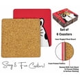 thumbnail image 4 of Inkdotpot Set of 6 Drink Coasters DecorativeNon,SlipCork Base4-inch Square PrintedCoastersEasy Clean- Cat, 4 of 8