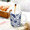 thumbnail image 3 of Yiaed Blue Fish1 Print Ceramics Coffee,Large Handle Design,Extra Large Tea and Coffee Cup for Office and Home Mugs, 3 of 6