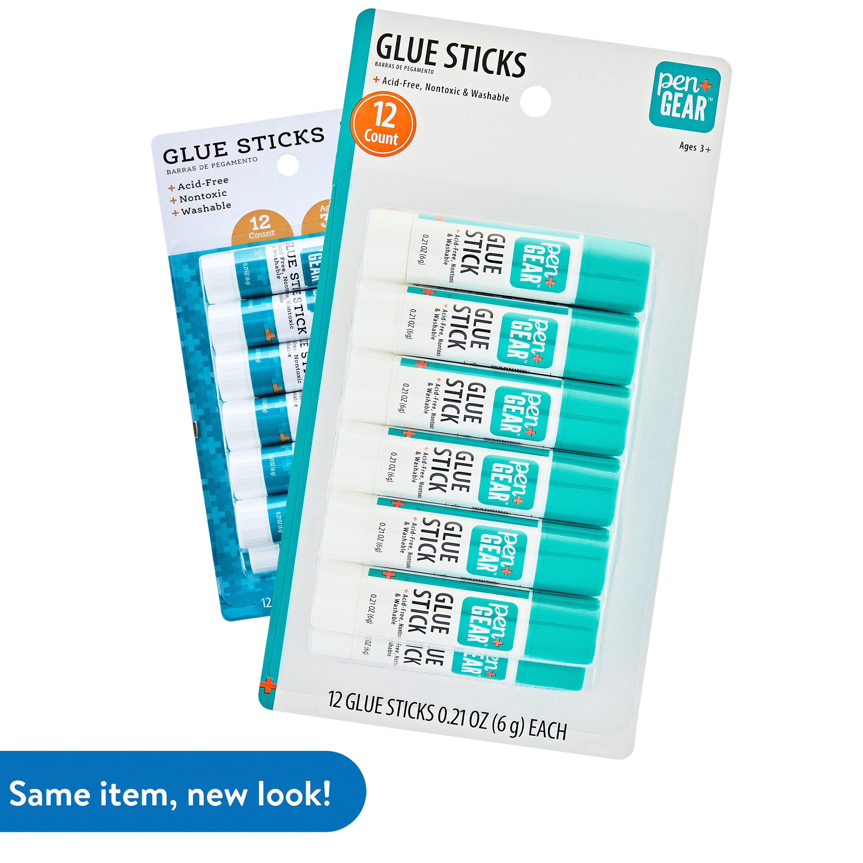 Pen+Gear All Purpose Glue Sticks, Washable, White, PVP, 12 Count, 6g, Dry in 3 Min