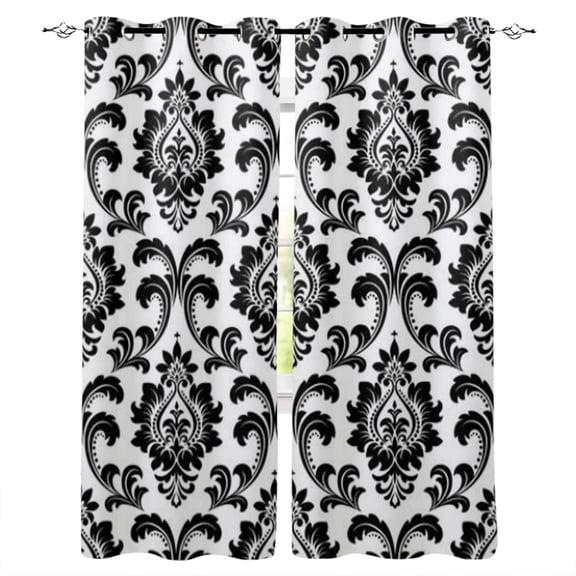 Black Baroque Pattern Window Curtain For Living Room Bedroom Luxury chen Decor Items Curtains