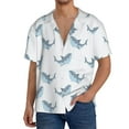 thumbnail image 3 of Vsdgher Party Shark Cute Print Men's Wrinkle Free Untucked Cuban Shirt Business Casual Button Down Shirts Short Sleeve Shirt, 3 of 7
