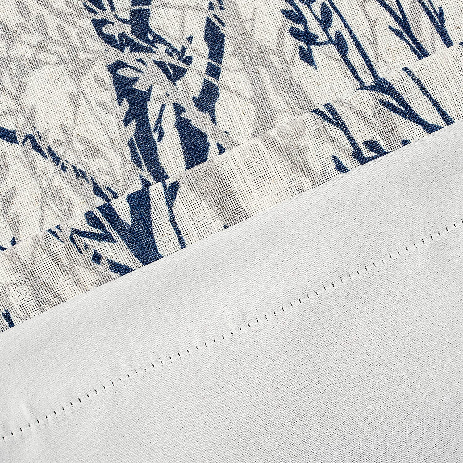 DriftAway Tree Branch Linen Blend Botanical Pattern Painting Blackout Grommet Lined Window Curtains 52"Wx84"L Blue