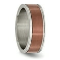 thumbnail image 4 of Titanium Brown Plated 8mm Edge Ring Wedding Man  For Dad Mens  For Him, 4 of 11