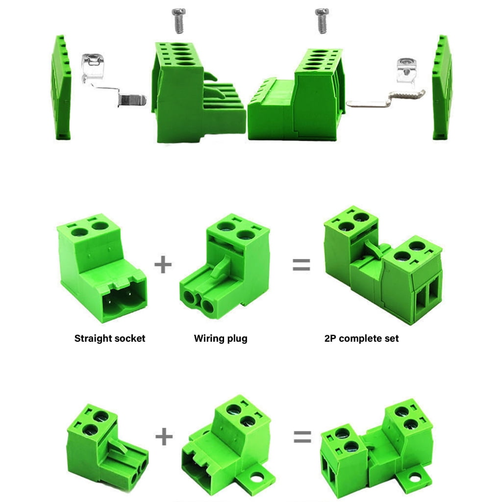 Geemin 10Set 5.08MM PCB Terminals Block Connector Butting 2/4/6/8Pin Screw Terminals
