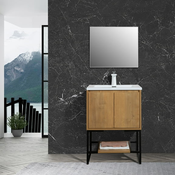 Allen 24 inch free standing vanity with a integrated white sink