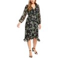 thumbnail image 1 of Q & A Womens Belted Floral Print Midi Dress blkberry S, 1 of 1