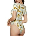 thumbnail image 3 of Daiia Leopard Print print Women's Crew Neck Short Sleeve Bodysuit Fashion Tops Fit Casual Basic Extender Bodysuit-Medium, 3 of 9