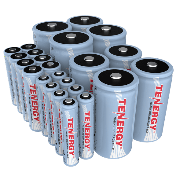 Tenergy Rechargeable Batteries Combination, 1.2V NiMH Battery, (8xAA,8xAAA,4xC,4xD)