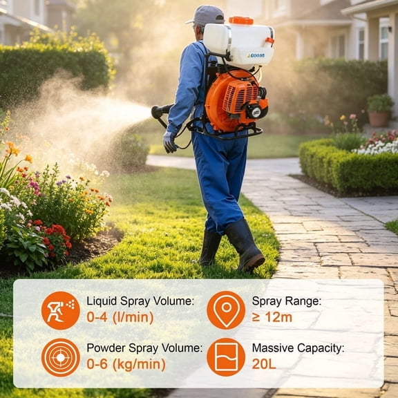 43cc Gas Powered Backpack Mosquito Fogger, Cold Mosquito Sprayer with Widened Pressure-Reducing Strap, 20L Tank, 39 Feet Spray Range, 7500rpm, Mosquito Insect Control Fogger for Garden Outdoor