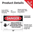 thumbnail image 2 of Electrical Panel Keep Clear OSHA Danger Rigid Plastic Sign 18 Inch x 12 Inch - 5 Pack, 2 of 8