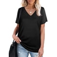 thumbnail image 2 of Camisetas de mujer con cuello en V de manga corta de verano Tops sueltos Xemadio WRHS-160-4, 2 of 5
