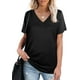 thumbnail image 2 of Camisetas de mujer con cuello en V de manga corta de verano Tops sueltos Ormromra WRHS-160-1, 2 of 5