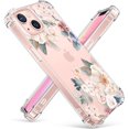 thumbnail image 1 of wonima44 Case Compatible with iPhone 13 6.1 Inch 2021, Clear Flower Soft & Flexible TPU Shockproof Women Girls Phone Cover Floral Pattern Design Bumper Protective Case (Acacia/Apricot), 1 of 1