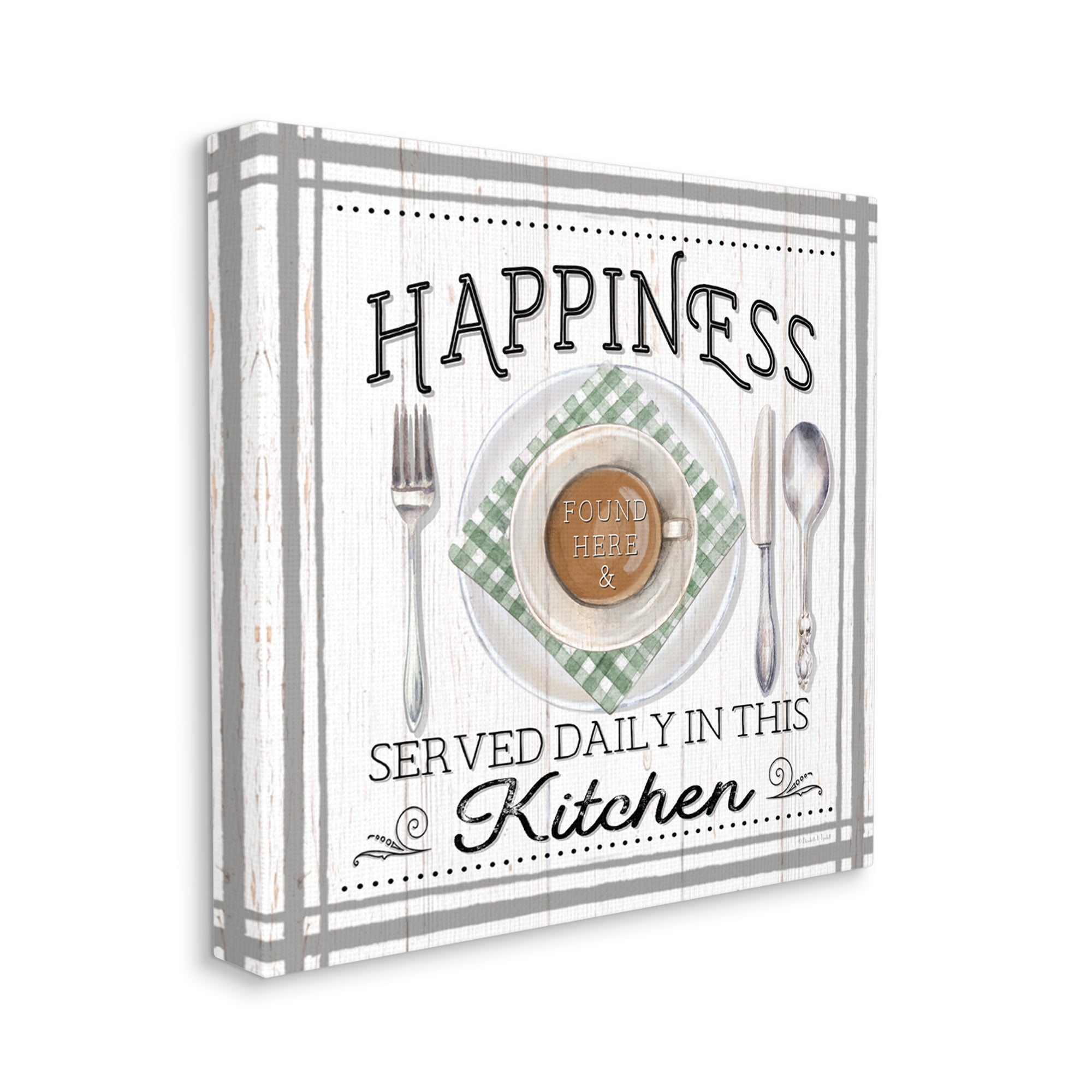 Stupell Industries Happiness Served in Kitchen Food & Beverage Painting Gallery Wrapped Canvas Art Print Wall Art, 36 x 36