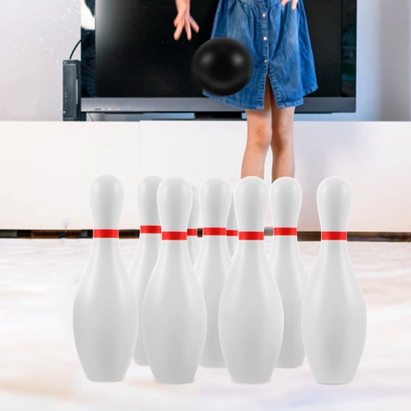 wooden bowling toy Plasitc Bowling Play Set Fun Indoor Outdoor Bowling Games Parent Children Interactive Toy for Home School (White)