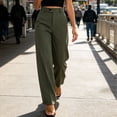 thumbnail image 5 of Tbopshirt Women's Dress Pants Work Pants High Waist Button Closure Straight Leg Solid Formal Suit Trousers with Side Pockets for Office Casual Wear,Army Green,S-XXL, 5 of 6