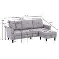 thumbnail image 6 of Pingliang Home Sectional Sofa Couch for Living Room, Modular 3 Seat Sectional L Shaped Couch with Storage Ottoman, Modern Linen Fabric Sofa for Small Space Apartment Office Home, 6 of 9