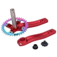 thumbnail image 1 of Juego de bielas de una sola velocidad de aleación de aluminio de 36T con brazo de manivela integrado rojo para bicicletas, 1 of 8