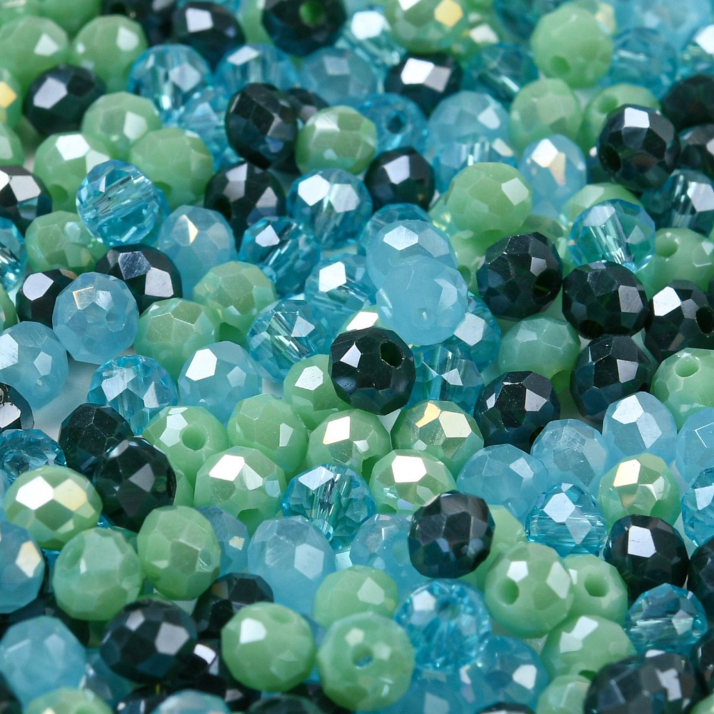 500g Glass Beads Faceted Rondelle Steel Blue 4x3mm Hole: 0.4mm about 6800pcs/500g