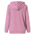 thumbnail image 4 of QUYUON Tunic Sweatshirt Women Casual Button V Neck Hoodies Solid Color Long Sleeve Hooded Sweatshirt Drawstring Pockets Hoodie Pullover Tops Blouse Shirts Fall Sweatshirts Sweater Coat Pink XXL, 4 of 5