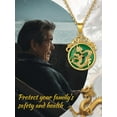 thumbnail image 6 of KeyStyle Jade Dragon Necklace for Women Men Gold Plated Pendant Necklace Chinese Religion Necklace Lucky Pendant Protection Jewelry Gift for Family, 6 of 10