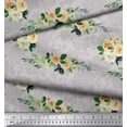 thumbnail image 2 of Soimoi Gray Cotton Poplin Fabric Leaves & Peony Floral Print Fabric by the Yard 42 Inch Wide, 2 of 3
