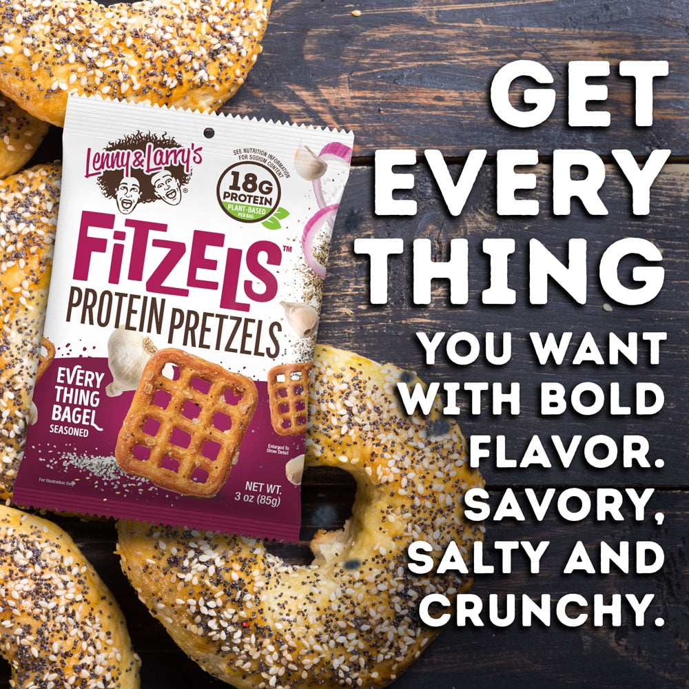 Lenny and Larry's Fitzels Protein Pretzels, Everything Bagel, 20g Protein, 3oz