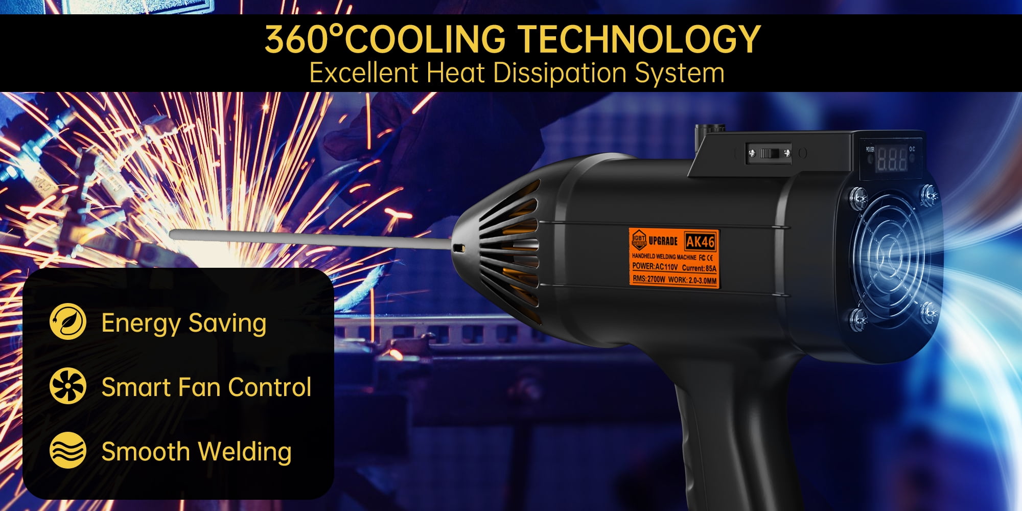 TOPTENG Welding Machine, Handheld Stick Welder, 110V Portable ARC Hand Held , Automatic Digital Current Adjustment with Welding Tool Set, with Toolbox