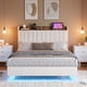 thumbnail image 2 of Blanca queen floating marco de cama con LED lights y estación de carga - no box spring required, easy to assemble, 2 of 7