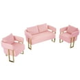 thumbnail image 6 of Modern Sofas TS Modern decorative chair, living room side chair with gold metal legs, no wheels, suitable for dressing area, reception room, office,Teddy fleece upholstered metal foot sofas Pink,Rus, 6 of 11