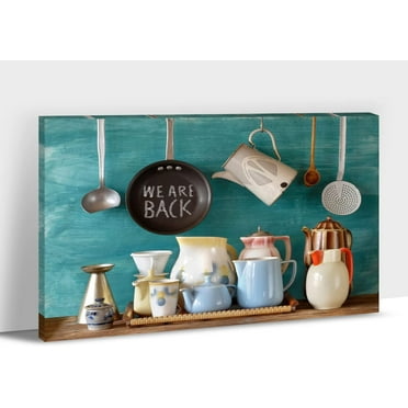 Rustic Kitchen Wall Art - Kitchenware Pictures for Farmhouse Dining Room Wall Decor, Vintage Kitchen Proverb Canvas Prints, Kitchen Painting Framed Artwork for Country Home Decorations 12x18 Inches