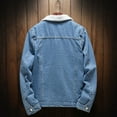 thumbnail image 2 of Simin Jackets for Men, Men's Winter Warm Fleece Casual Long Sleeve Turn-Down Collar Solid Denim Coat, Blue XXL Men's denim jacket, 2 of 6