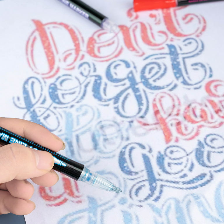 Doodle Dazzle Markers Double Line Outline Pens, 12 Colors Self Outline  Metallic – Tacos Y Mas