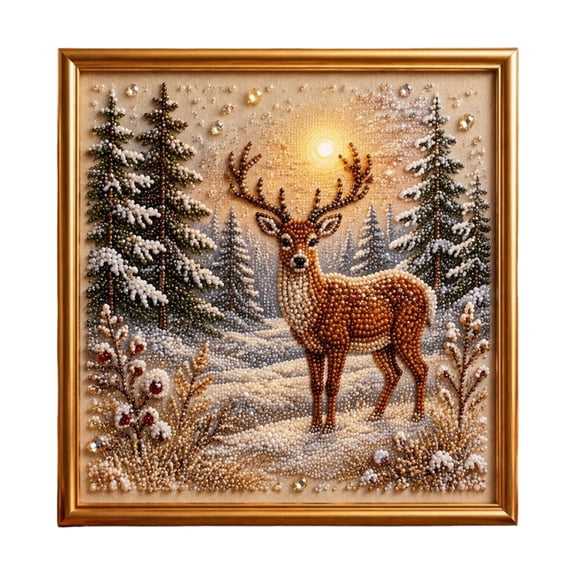 Winter Diamonds Painting Kits DIY Pearl Beaded Diamond Art Kit with Frame 7.8 x7.8 Inch Full Drill Rhinestone Art Set Home Wall Holiday Decor