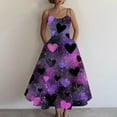 thumbnail image 4 of Women's 2026 Dress Square Neck Strapped Swing A Line Sundress Valentine's Day Dresses Purple M, 4 of 4