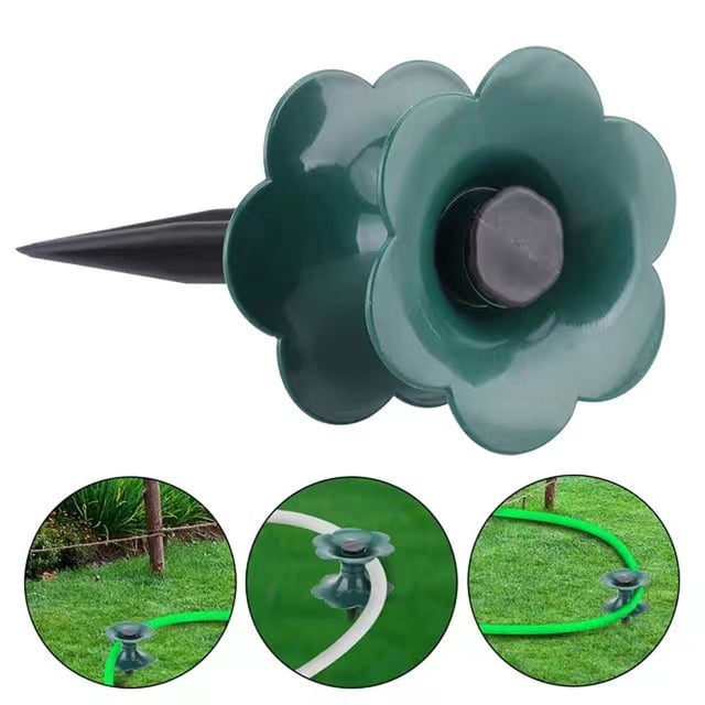 Fiudx Guía para Mangueras de Jardín, Soporte con Forma de Flor para Mangueras de Agua, Plástico Verde, Diseño de Estaca Resistente, Ideal para Césped, Patios y Jardinería Al Aire Libre, Tamaño de 25
