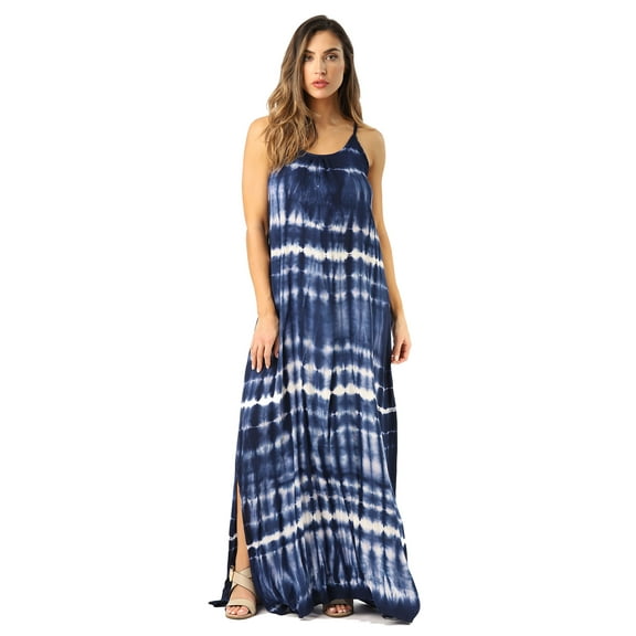 Riviera Sun Summer Dresses Maxi Dress Sundresses for Women (Navy / White, Small)