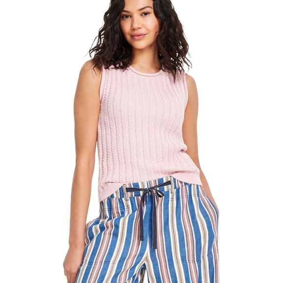 Nautica Womens Cable Knit Sweater, Pink, Medium