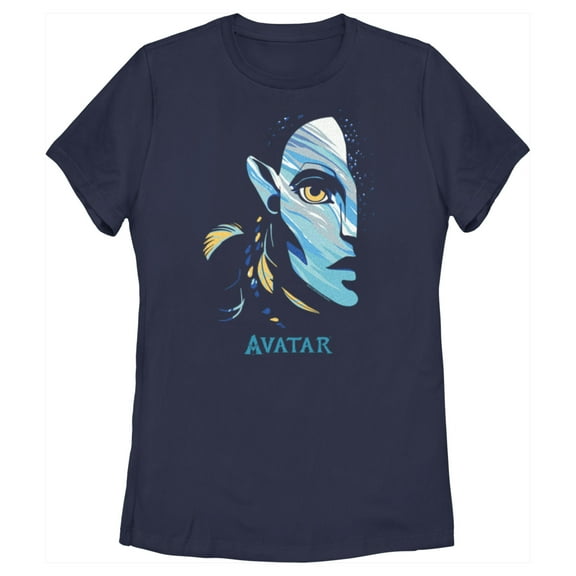 Women's Avatar: The Way of Water Neytiri Face Logo  Graphic Tee Navy Blue 2X Large