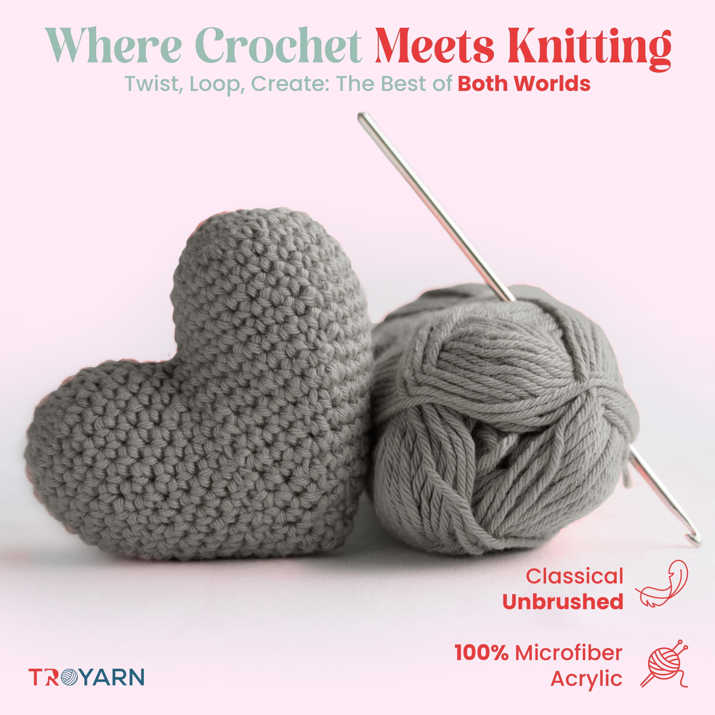 Yarn for Crocheting & Knitting - 4 Skeins (4x383 Yds) (105167 - Light Taupe) Crochet Yarn - 100% Microfiber Acrylic Yarn - Knitting Yarn for Craft Projects