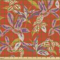 thumbnail image 2 of Ambesonne Floral Fabric by the Yard Upholstery, Happy Warm Floral Pattern, 2 Yards, Vermilion Multicolor, 2 of 5