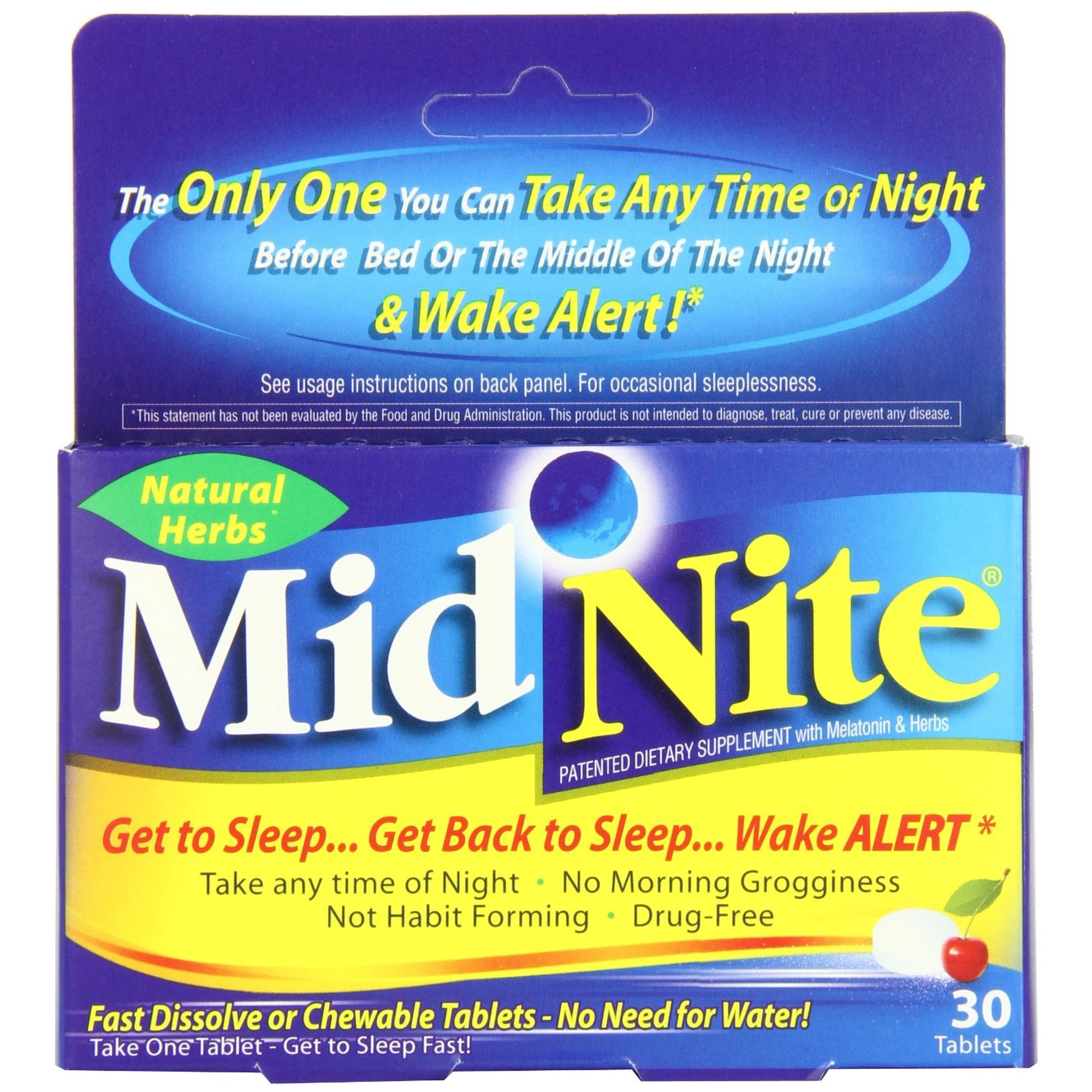 Midnite Sleep Aid 30 Chewable Tablets Ea
