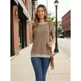 thumbnail image 7 of SHIBEVER Womens Tops T Shirts for Summer Clothes Short Sleeve Ladies Casual Crew Neck Blouses Tee Colorblock Brown Clothing Pullover 2XL, 7 of 7
