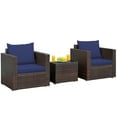 thumbnail image 1 of Patiojoy 3PCS Patio Rattan Furniture Set with 2 Cushioned Sofas & Coffee Table for Outdoor Navy, 1 of 6